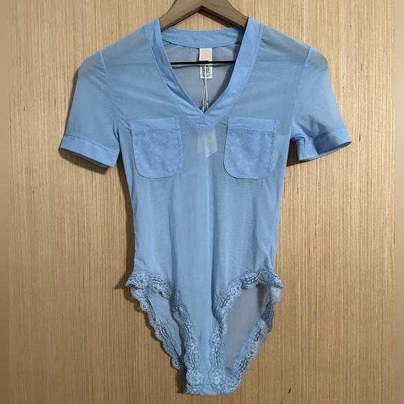 We Are HAH BLUE Body Glove Stretch-mesh Bodysuit, Size XS (v) - Picture 2 of 11